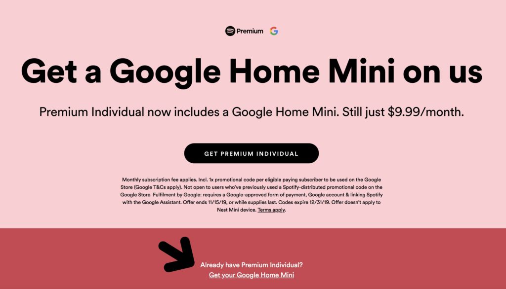 Spotify free google home mini us